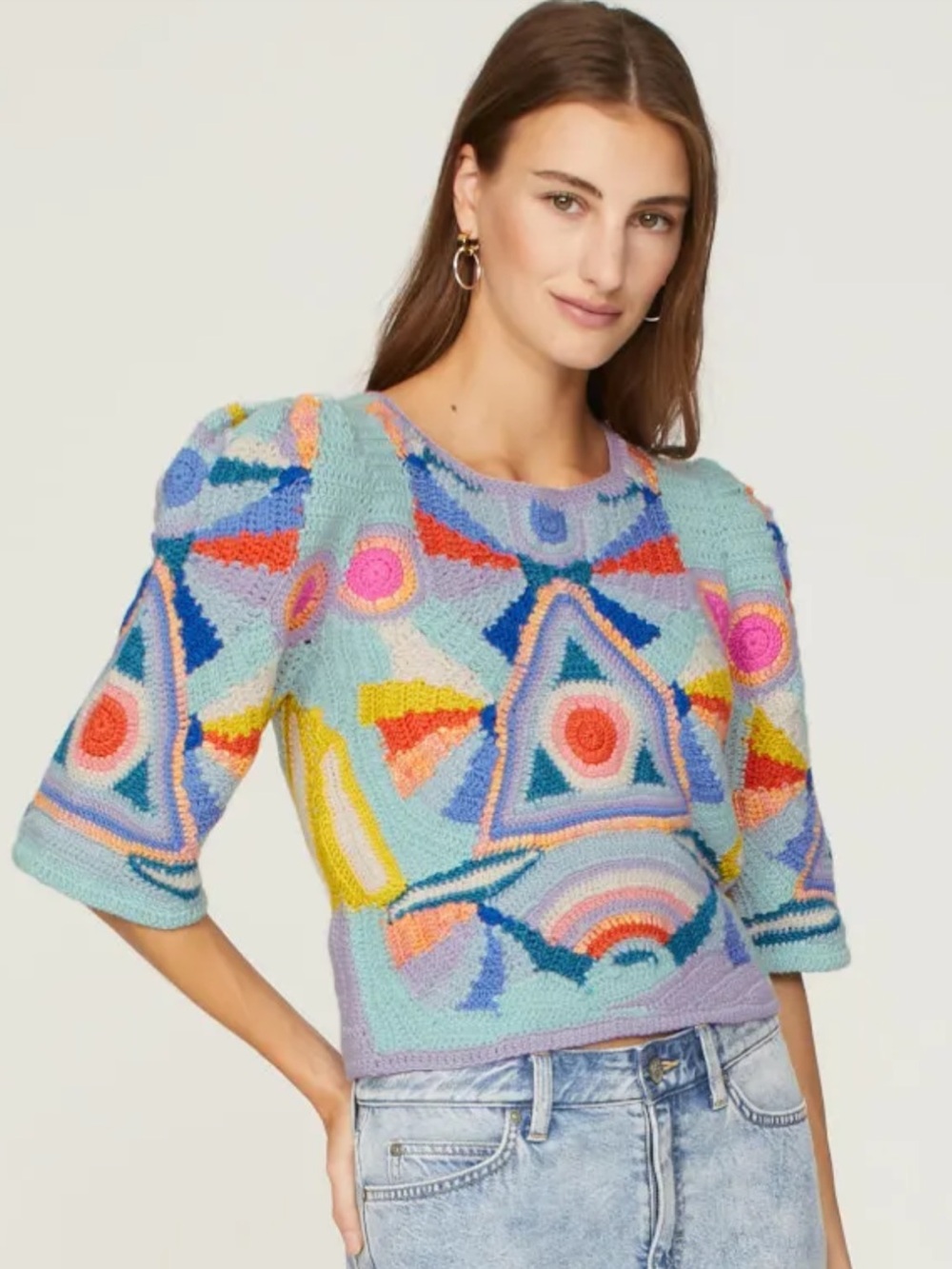 SEA NEW YORK Karli Crochet Sweater Multicolor SZ M